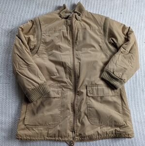 Vintage 1980s WOMEN'S 9/10 Sherpa Lined Jacket Tan Puffy DAWN Chore Coat